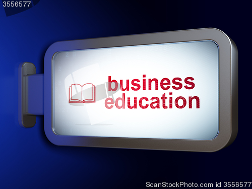Image of Learning concept: Business Education and Book on billboard background