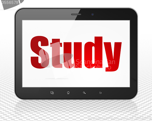 Image of Learning concept: Tablet Pc Computer with Study on display