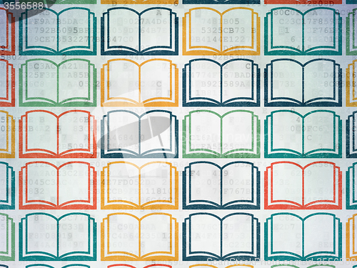 Image of Studying concept: Book icons on Digital Paper background