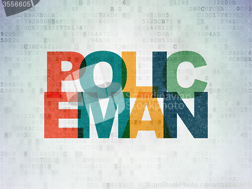 Image of Law concept: Policeman on Digital Paper background