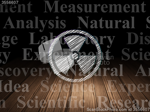 Image of Science concept: Radiation in grunge dark room