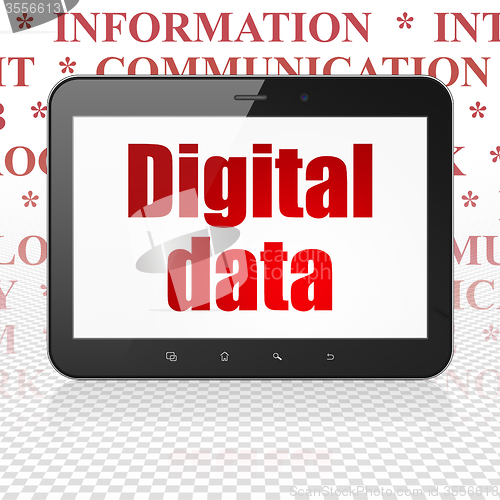 Image of Data concept: Tablet Computer with Digital Data on display