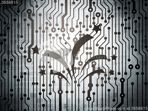 Image of Holiday concept: circuit board with Fireworks