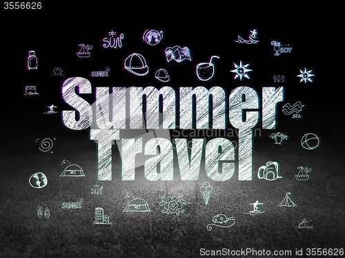 Image of Travel concept: Summer Travel in grunge dark room