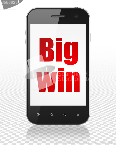 Image of Business concept: Smartphone with Big Win on display