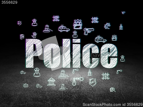 Image of Law concept: Police in grunge dark room