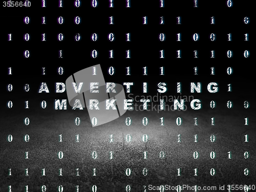 Image of Business concept: Advertising Marketing in grunge dark room