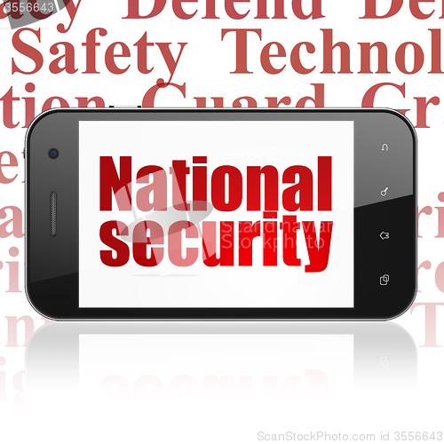 Image of Security concept: Smartphone with National Security on display