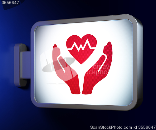 Image of Insurance concept: Heart And Palm on billboard background