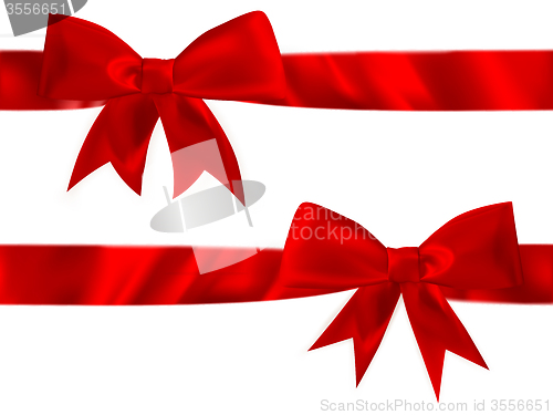 Image of Shiny red satin bow Set. EPS 10