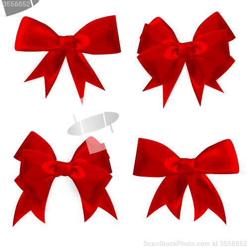 Image of Shiny red satin bow Set. EPS 10