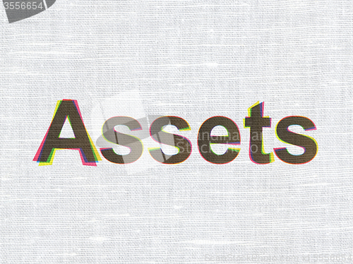 Image of Currency concept: Assets on fabric texture background