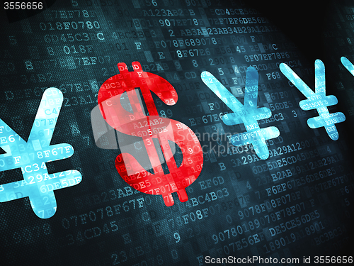 Image of Money concept: Dollar And Yen on digital background