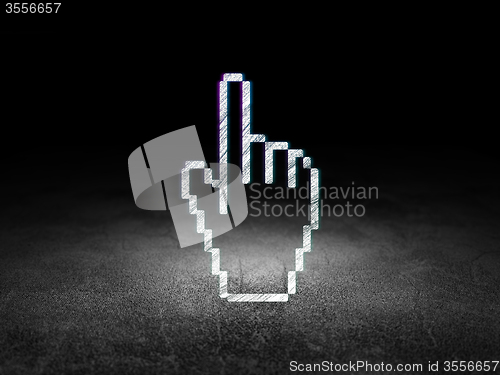 Image of Marketing concept: Mouse Cursor in grunge dark room