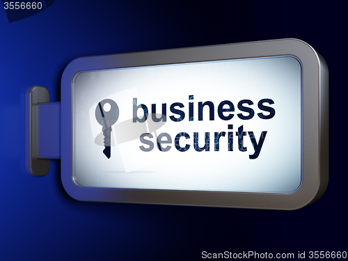 Image of Safety concept: Business Security and Key on billboard background