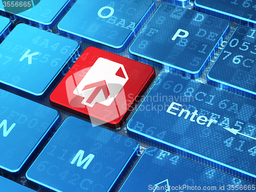 Image of Web development concept: Upload on computer keyboard background