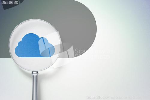 Image of Cloud technology concept:  Cloud with optical glass on digital background