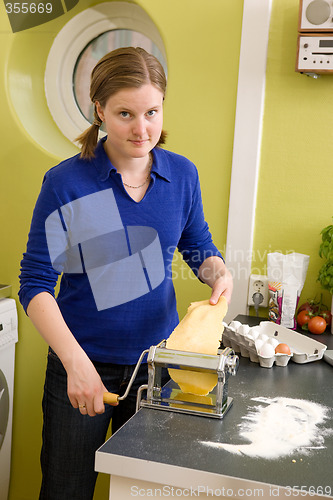 Image of Woman Making Homemade Pasta