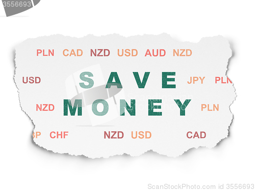 Image of Banking concept: Save Money on Torn Paper background