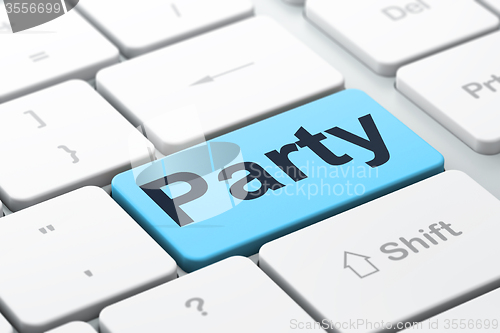 Image of Entertainment, concept: Party on computer keyboard background