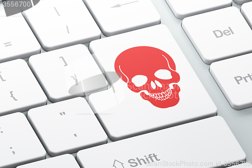 Image of Healthcare concept: Scull on computer keyboard background