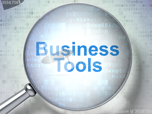 Image of Finance concept: Business Tools with optical glass
