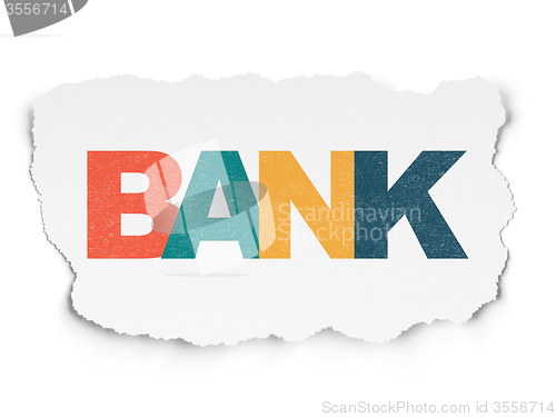 Image of Currency concept: Bank on Torn Paper background