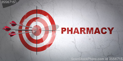 Image of Healthcare concept: target and Pharmacy on wall background