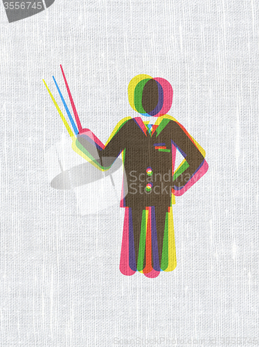 Image of Education concept: Teacher on fabric texture background