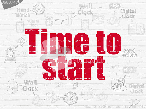 Image of Timeline concept: Time to Start on wall background