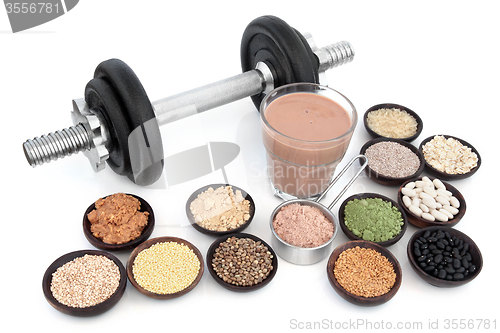 Image of Dumbbells and Health Food