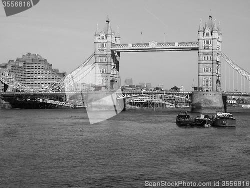 Image of Black and white Tower Bridge in London