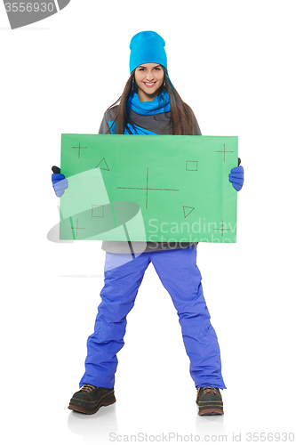 Image of Winter woman with banner