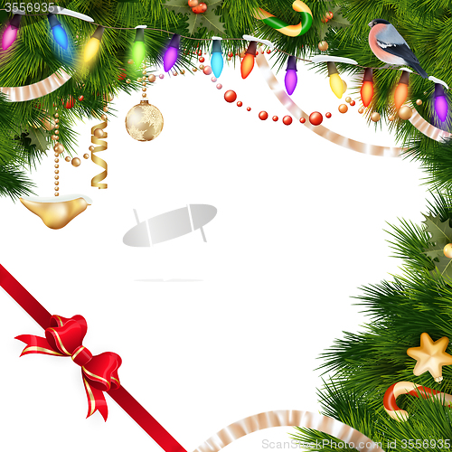 Image of Christmas tree branches on white. EPS 10