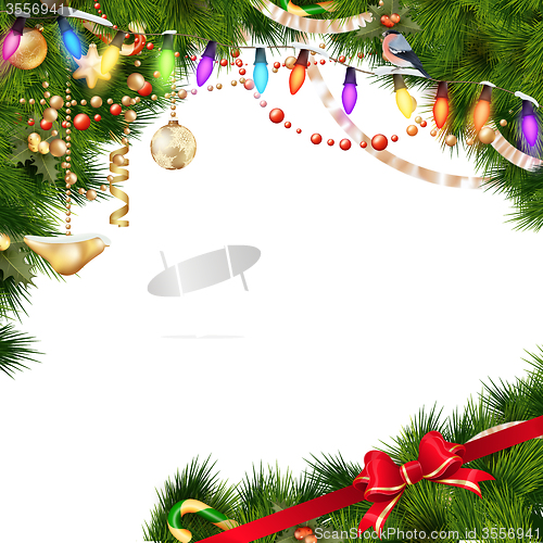 Image of Christmas tree branches on white. EPS 10