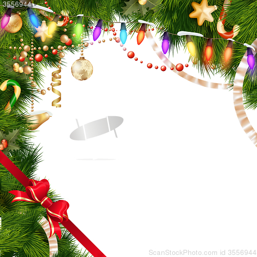 Image of Christmas tree branches on white. EPS 10