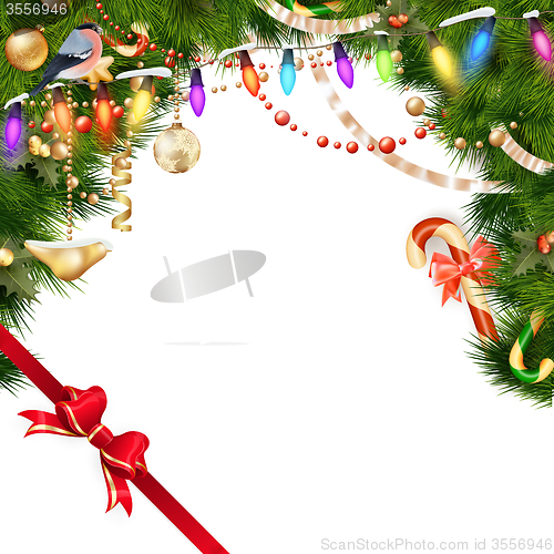 Image of Christmas tree branches on white. EPS 10