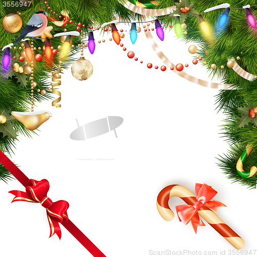 Image of Christmas tree branches on white. EPS 10