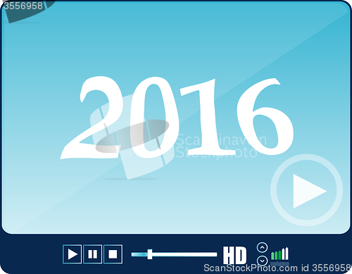 Image of Media player interface, web player isolated on white with a 2016 sign, holiday icon