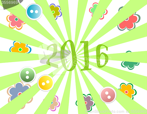 Image of holiday gift box with 2016 New Year greeting card with flowers set