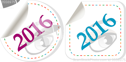 Image of 2016 new year symbol, icons or button set isolated on white background, represents the new year 2016