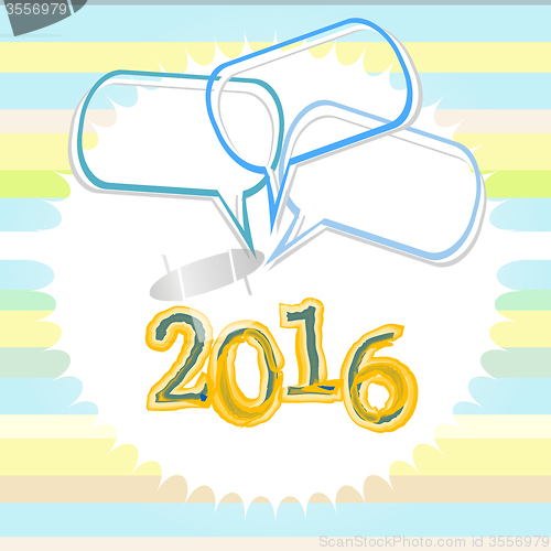 Image of Happy New Year 2016 colorful greeting card. holiday design. Party poster, greeting card, banner or invitation