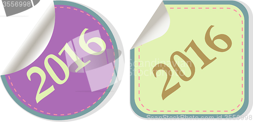Image of creative happy new year 2016 design. Flat design. button