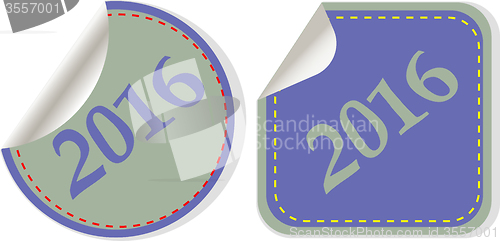 Image of Happy new year 2016 - web icon on a round button