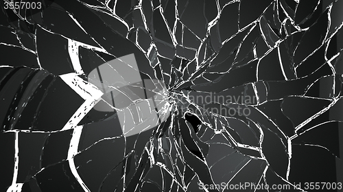 Image of Shattered and cracked glass on white