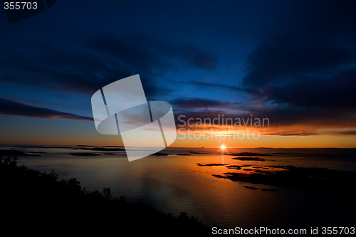 Image of Dramatic Sunset on Ocean