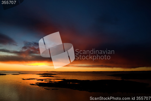 Image of Dramatic Sunset on Ocean