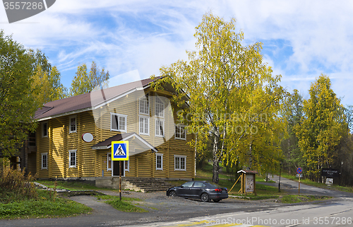 Image of Beautiful wooden log house in historic place of resort