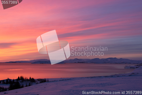 Image of Sunrise at Valley Haukadalur, Iceland