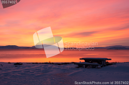 Image of Sunrise at Valley Haukadalur, Iceland